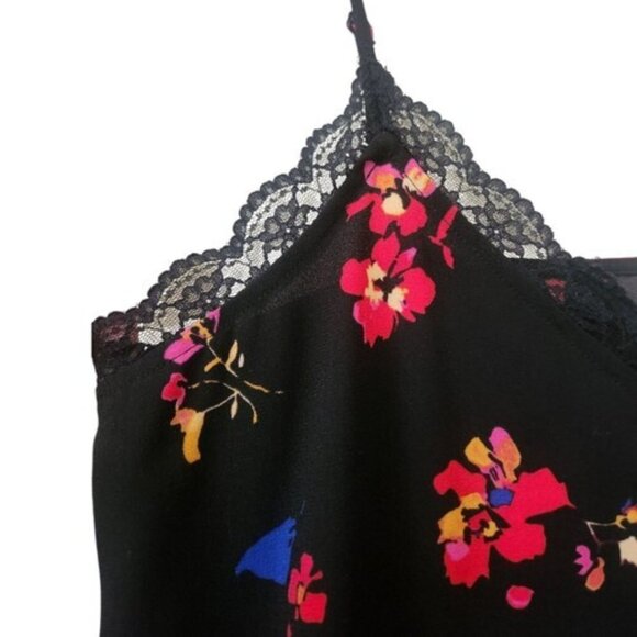 BP. Nordstrom Size Small Black Floral Lace Trim Cami Tank Top Feminine Trendy - Picture 3 of 4